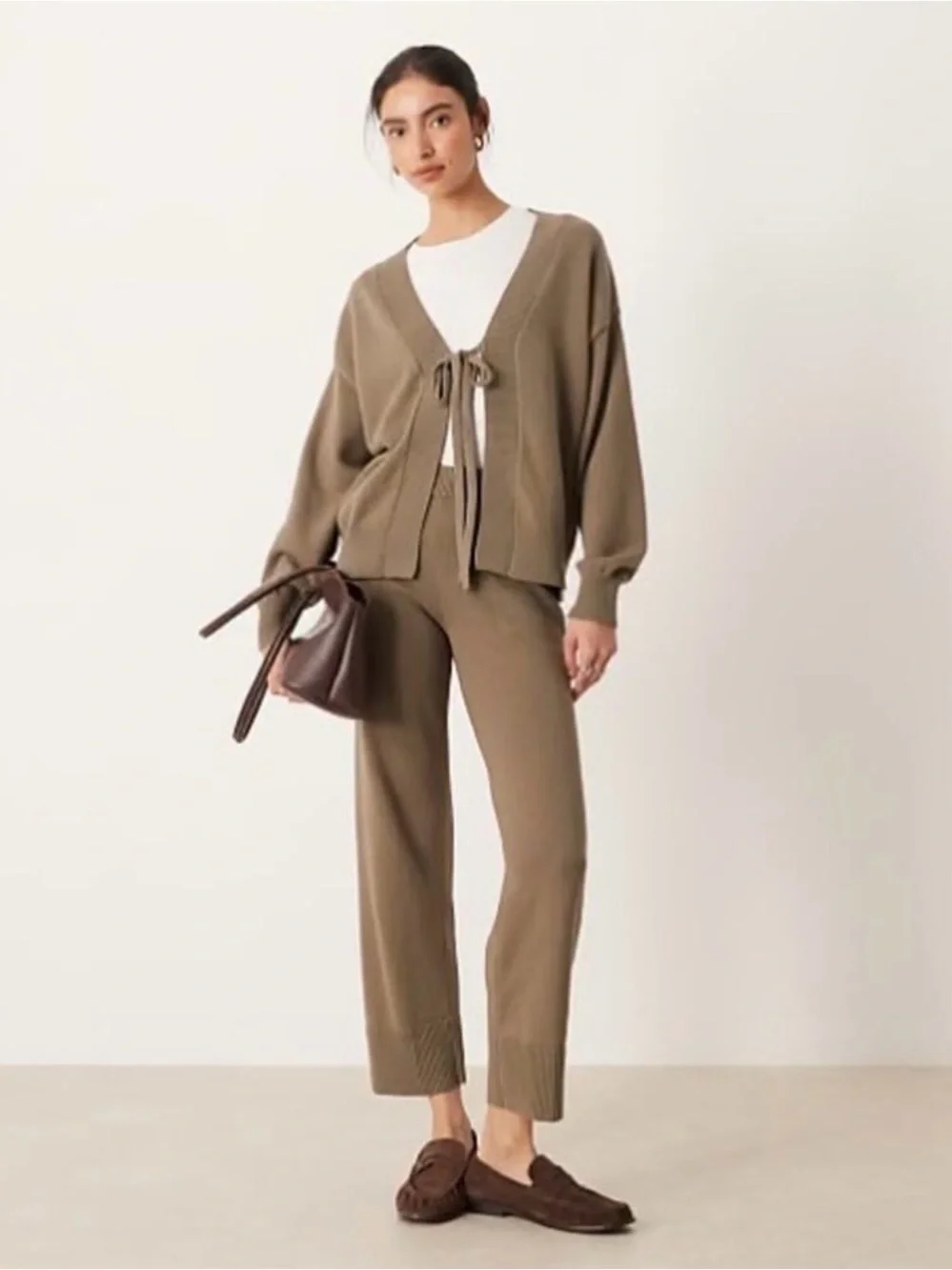 Free people beach solar sweater set taupe brand new without tags M tie cardigan